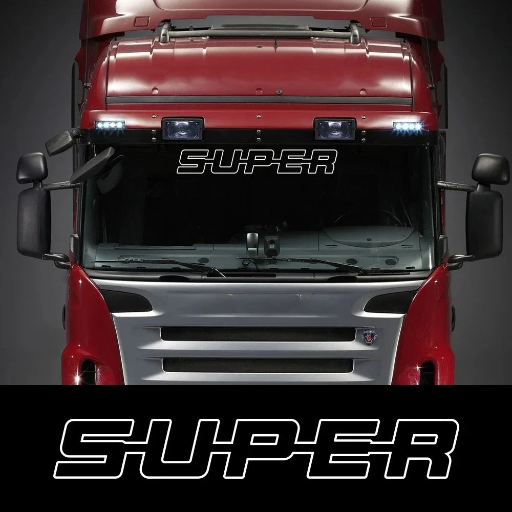 SUPER Car Windshield Sticker For Scania R S G Series Vinyl Film Decor Decal Heavy Big Truck Semi Trailer Auto Tuning Accessories