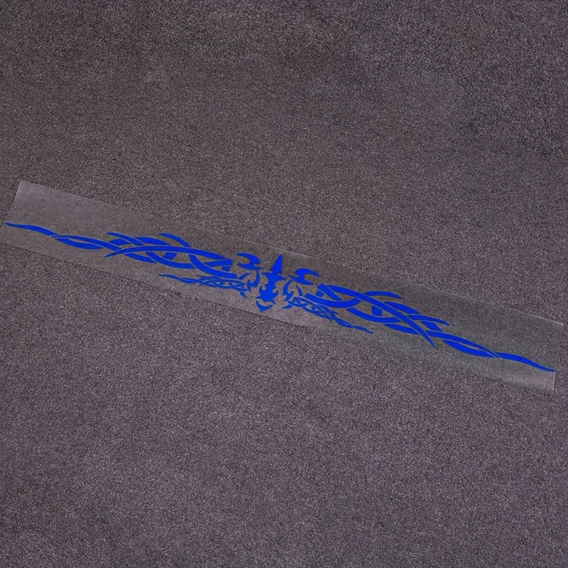 1PC Laser Reflective Wing Stripe Decal - 98.5x11.8cm Vinyl Sticker for Car Exterior (Cool Totem Design, Waterproof)