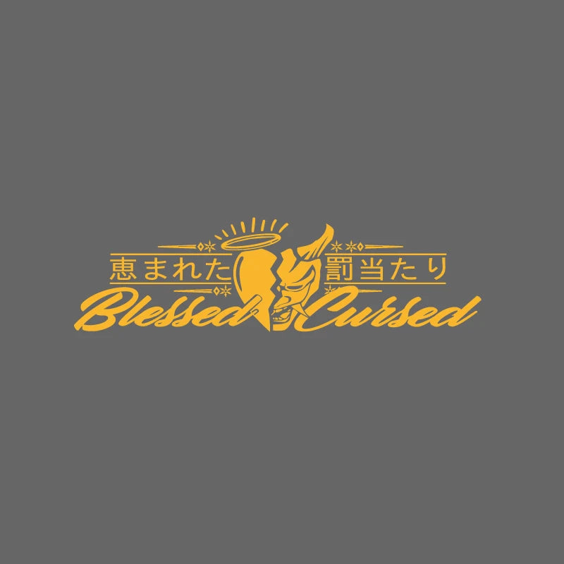 JDM Rear Window Car Decal Windshield Sticker Banner Rocker Side Back Window Oni Blessed Cursed Bad Luck Kanji Heart Angel