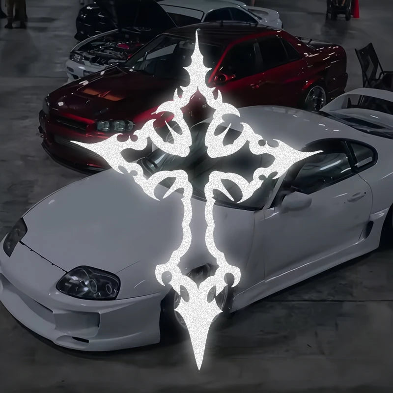 1PC Reflective Gothic Cross Car Stickers Waterproof Vinyl Decals for Auto Window Trunk Door Body for Your Car Faith Expression