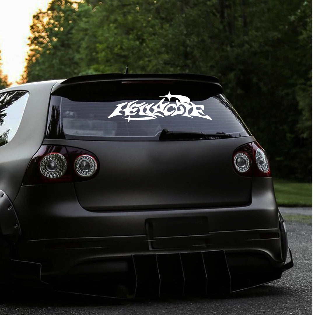 Hellacute Banner JDM Rear Window Car Decal Windshield Sticker Banner Rocker Side Back Window Car and Motorcycle Stickers