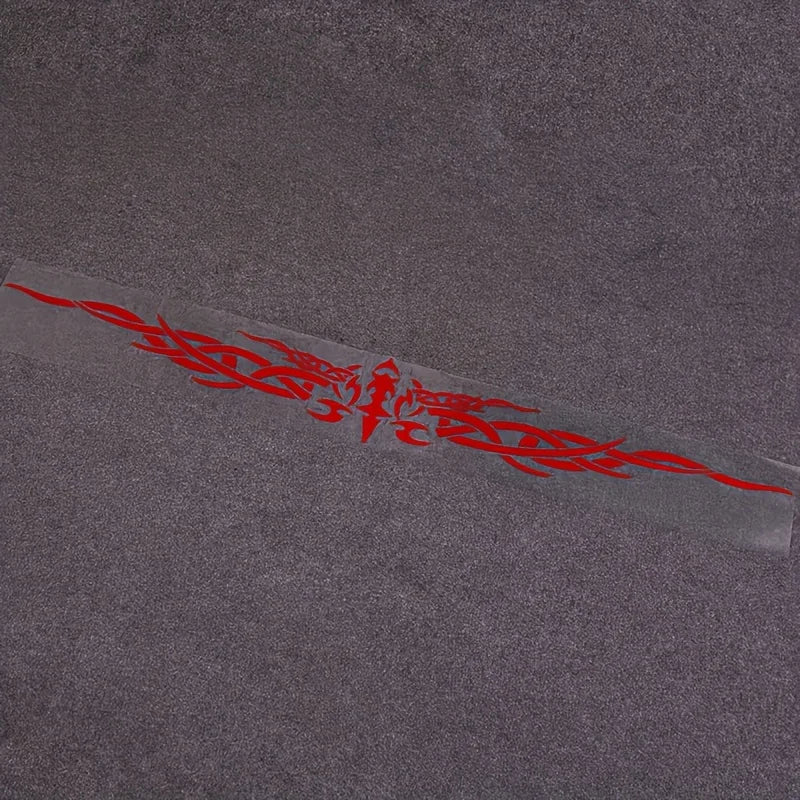 1PC Laser Reflective Wing Stripe Decal - 98.5x11.8cm Vinyl Sticker for Car Exterior (Cool Totem Design, Waterproof)