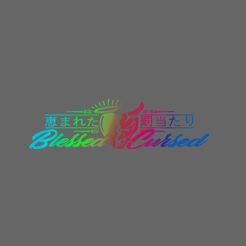 JDM Rear Window Car Decal Windshield Sticker Banner Rocker Side Back Window Oni Blessed Cursed Bad Luck Kanji Heart Angel
