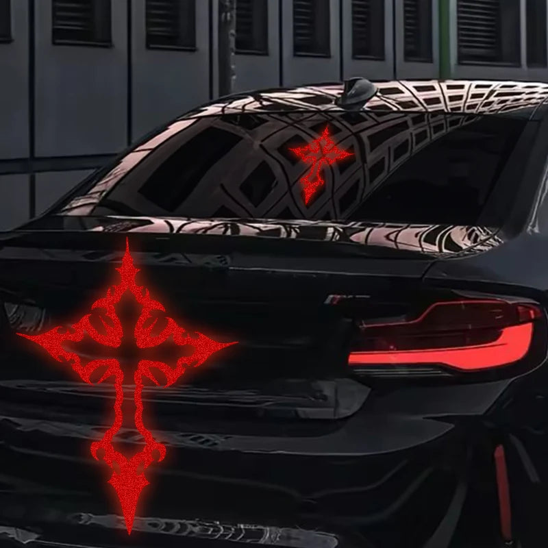 1PC Reflective Gothic Cross Car Stickers Waterproof Vinyl Decals for Auto Window Trunk Door Body for Your Car Faith Expression