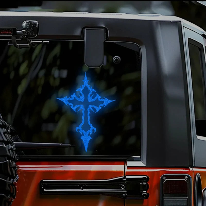 1PC Reflective Gothic Cross Car Stickers Waterproof Vinyl Decals for Auto Window Trunk Door Body for Your Car Faith Expression