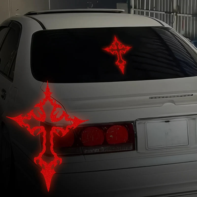 1PC Reflective Gothic Cross Car Stickers Waterproof Vinyl Decals for Auto Window Trunk Door Body for Your Car Faith Expression