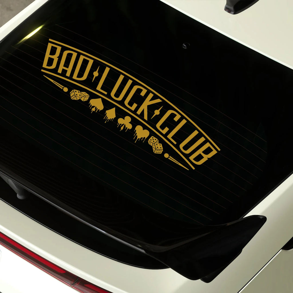 JDM Rear Window Car Decal Windshield Sticker Banner Rocker Side Back Window Bad Luck Club Suits Dice Poor Choices