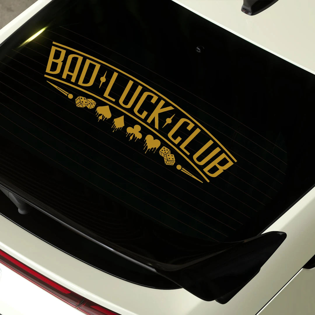 JDM Rear Window Car Decal Windshield Sticker Banner Rocker Side Back Window Bad Luck Club Suits Dice Poor Choices