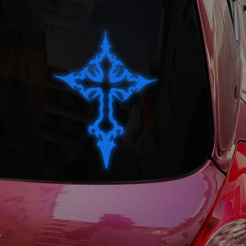 1PC Reflective Gothic Cross Car Stickers Waterproof Vinyl Decals for Auto Window Trunk Door Body for Your Car Faith Expression